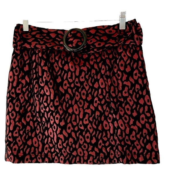 Forever 21 Burgundy Animal Print Belted Mini Skirt - Picture 3 of 9